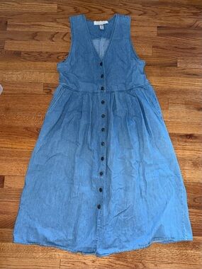 Vintage Karen Scott jean dress Light Blue Button-Front Denim Dress